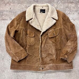 Men's Brown Suede Jacket with Shearling Collar
